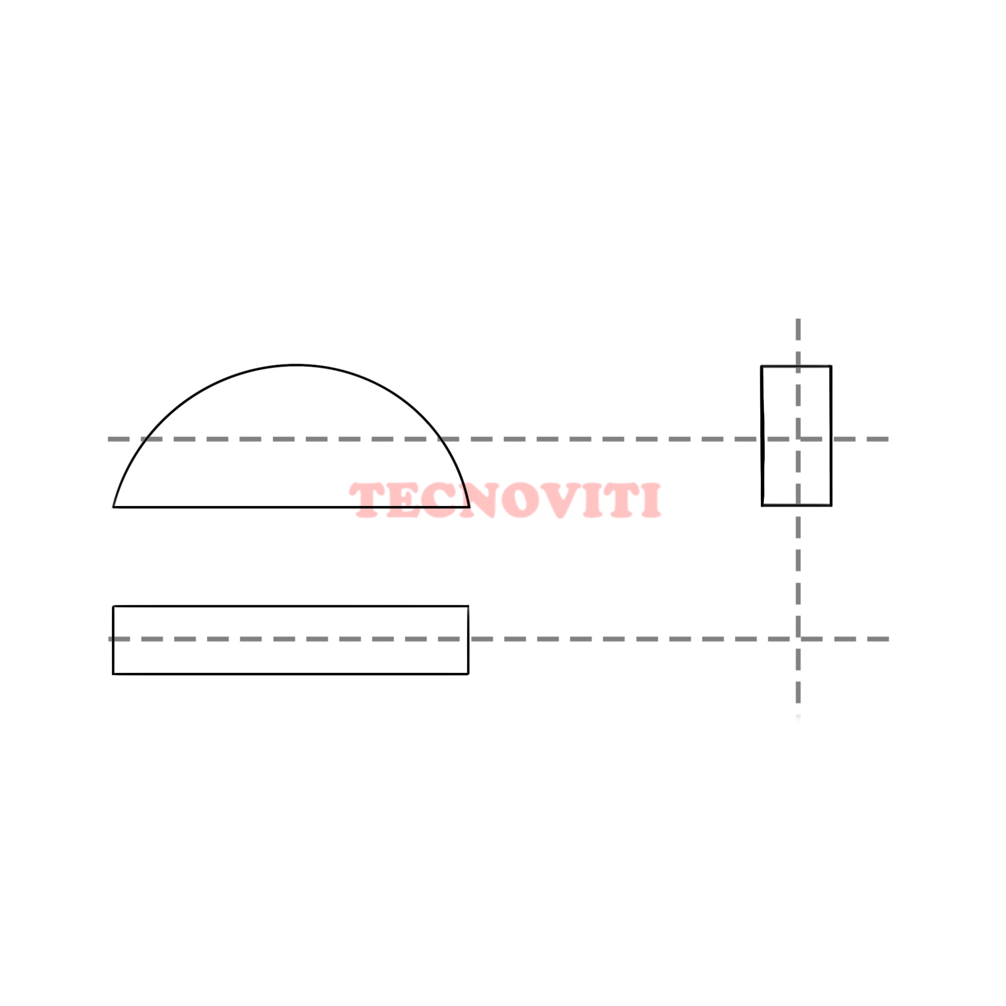 Disegno tecnico Chiavette (linguette) a disco. DIN 6888, ISO 3912, UNI 6606. TECNOCODE: 6606